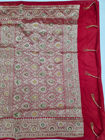 Red Zardozi Zarkan Banarasi Saree