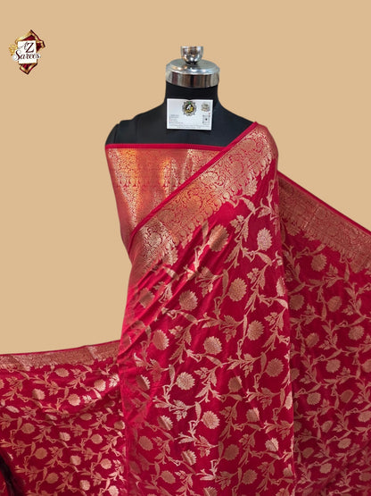 Red Banarasi silk saree