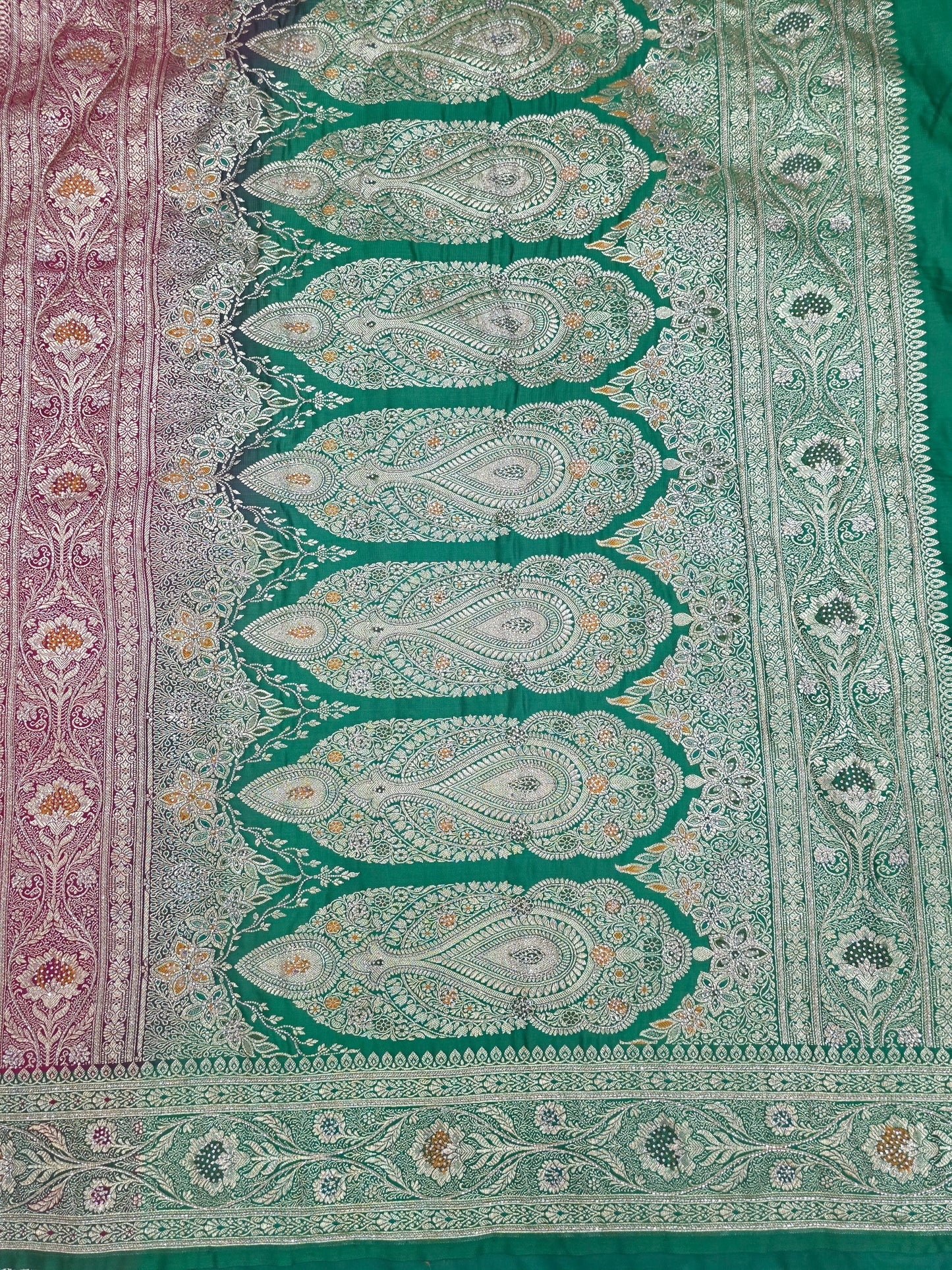 Maroon Katdana Swarovski Banarsi Katan Saree