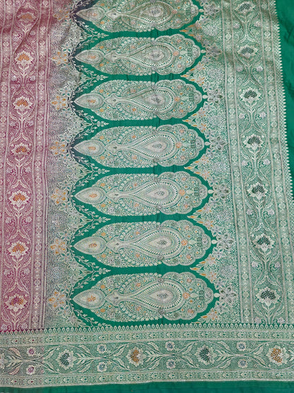 Maroon Katdana Swarovski Banarsi Katan Saree