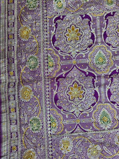 Purple Zardozi Zarkan Banarasi Katan Saree
