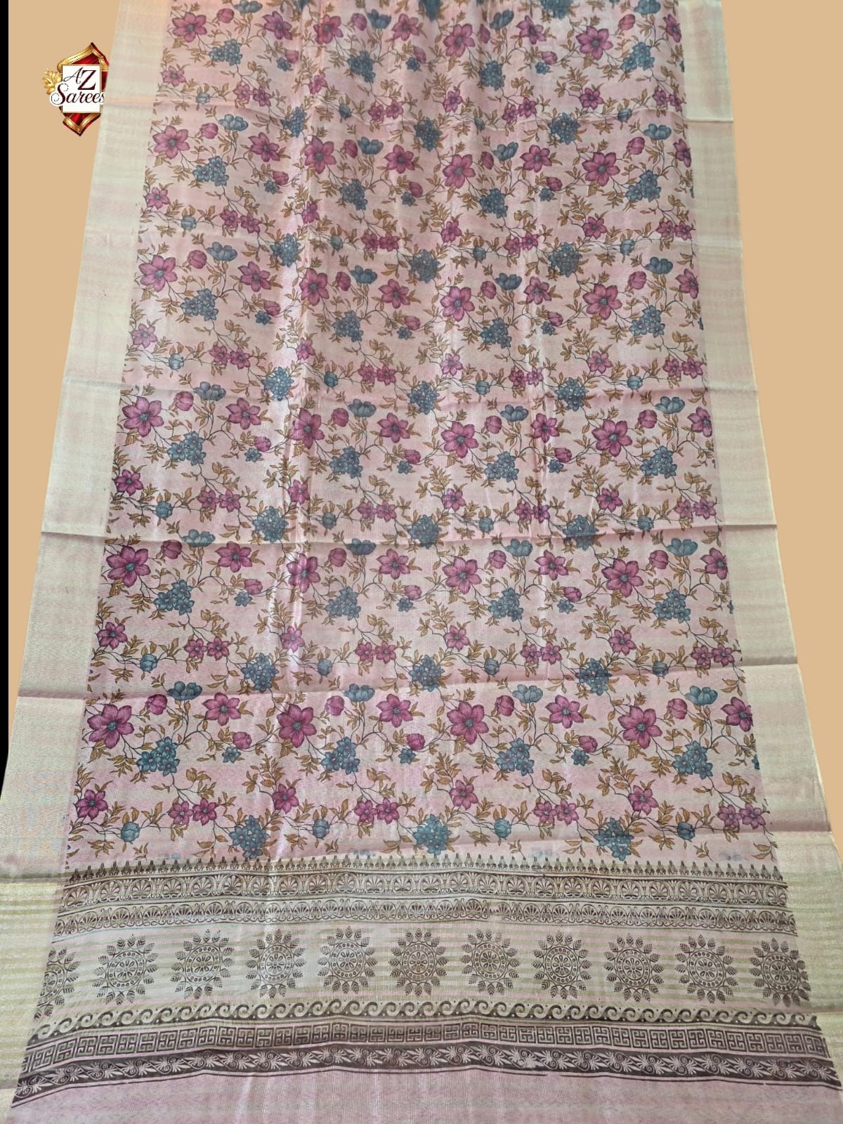 Pink Banarasi Printed Saree