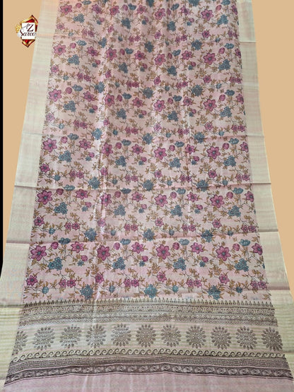 Pink Banarasi Printed Saree