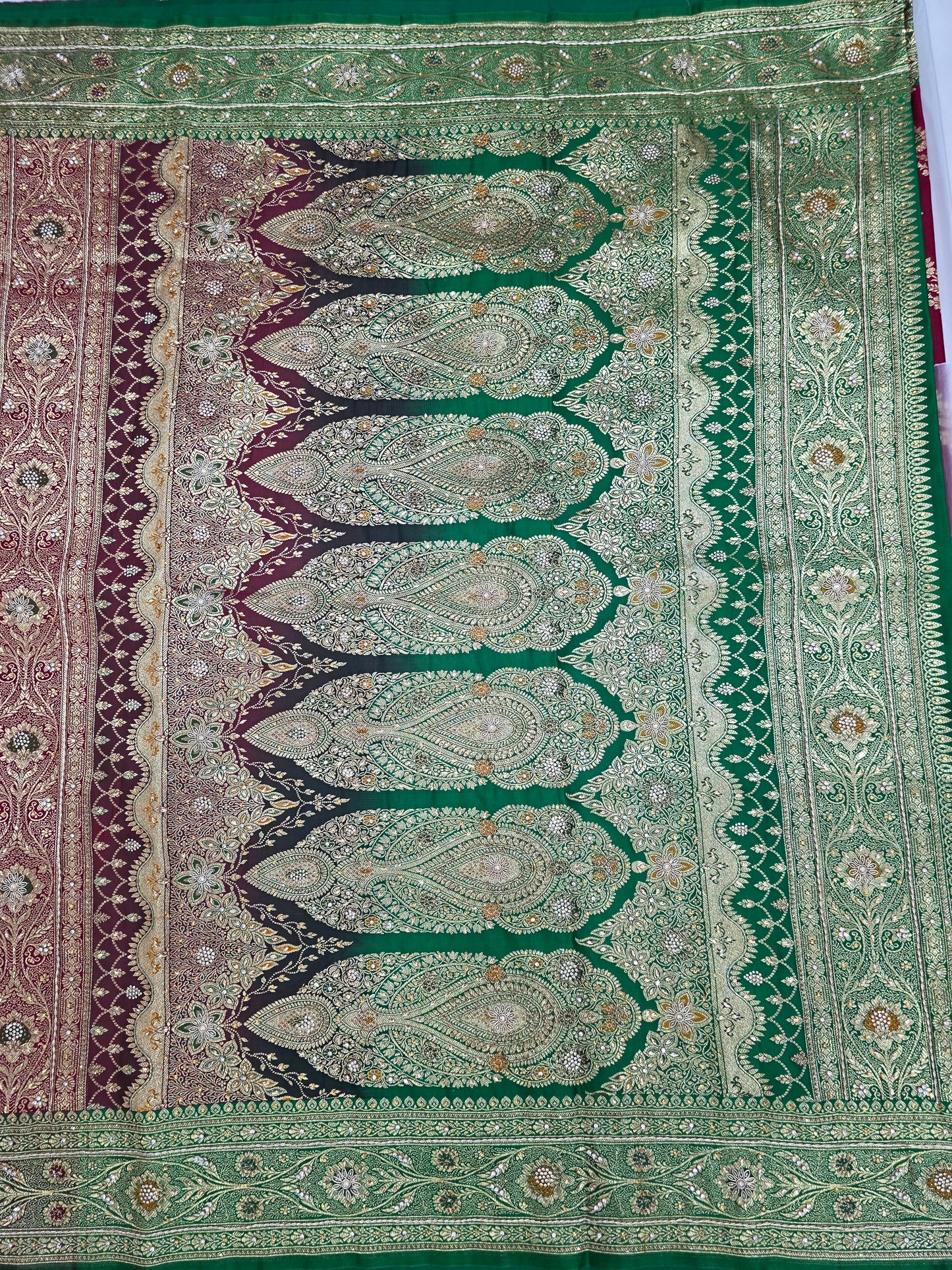 Maroon Zardozi Zarkan Banarasi Saree