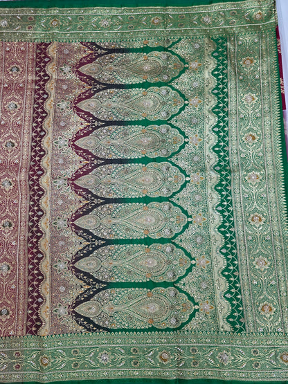 Maroon Zardozi Zarkan Banarasi Saree