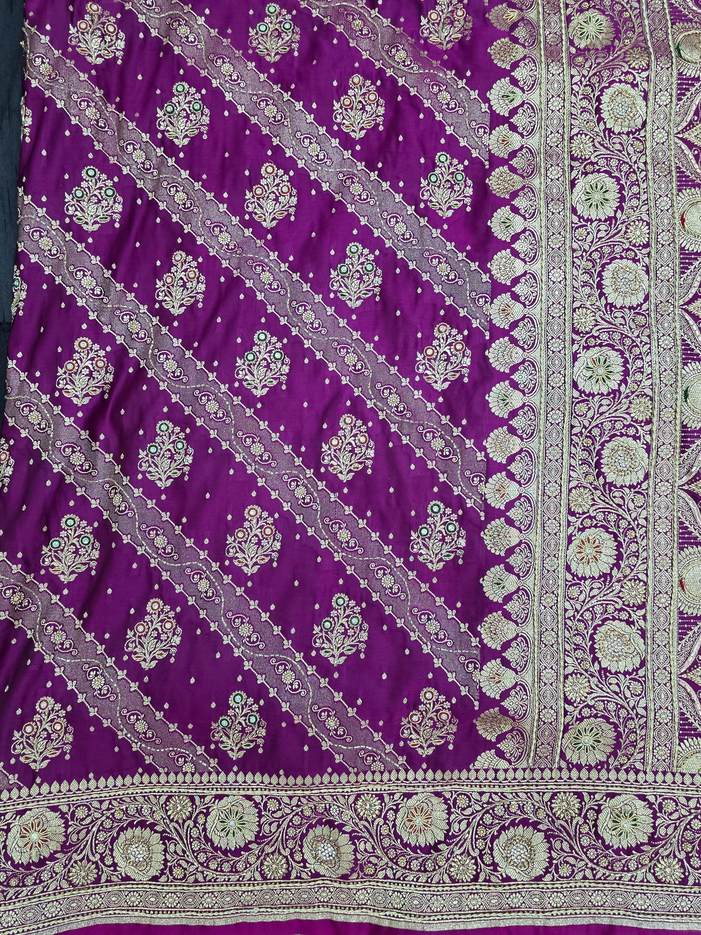Purple Zardozi Zarkan Banarasi Katan Saree