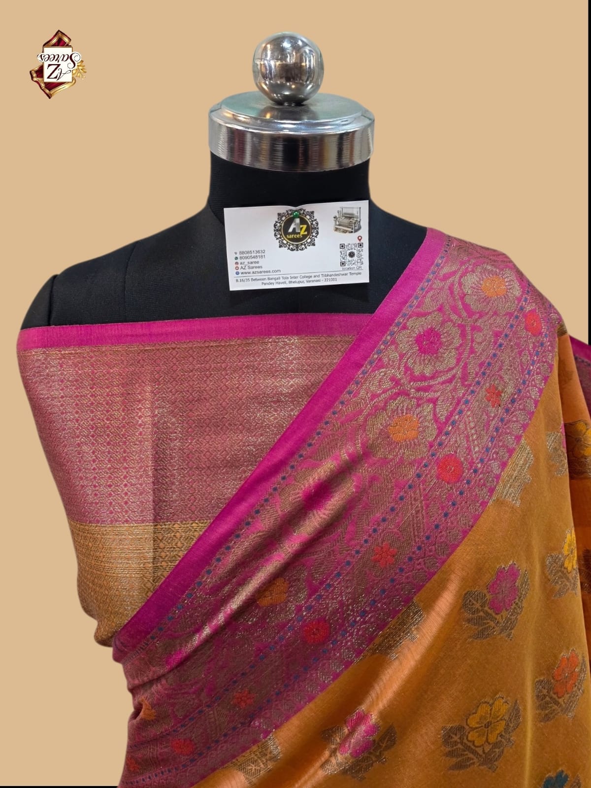 Orange Banarasi Silk Saree