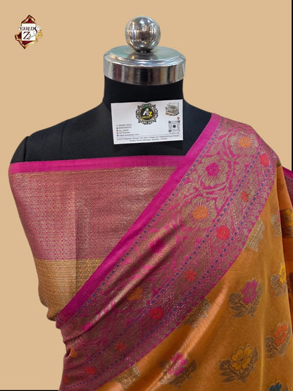 Orange Banarasi Silk Saree
