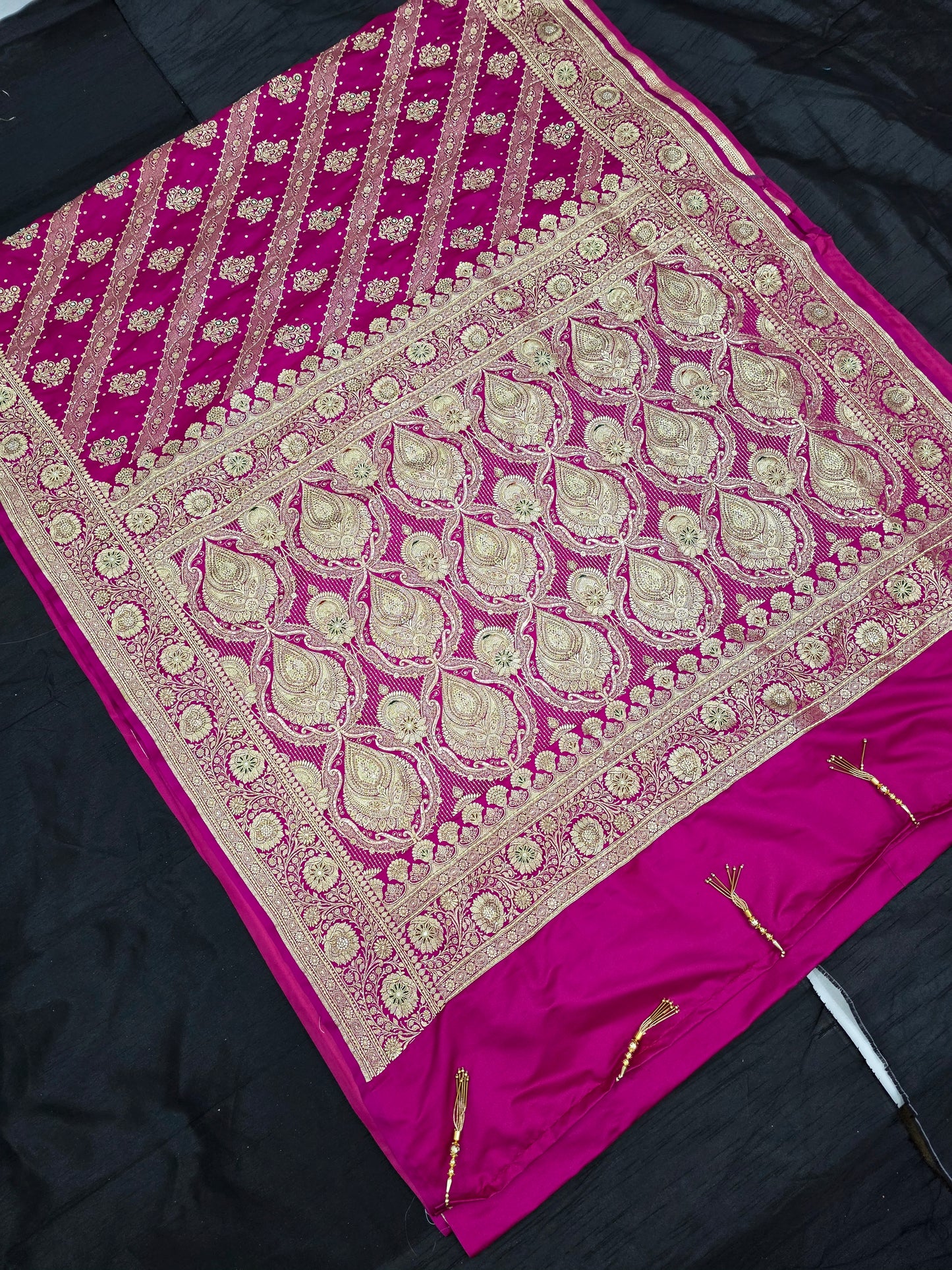 Pink Zardozi Zarkan Banarasi Katan Saree