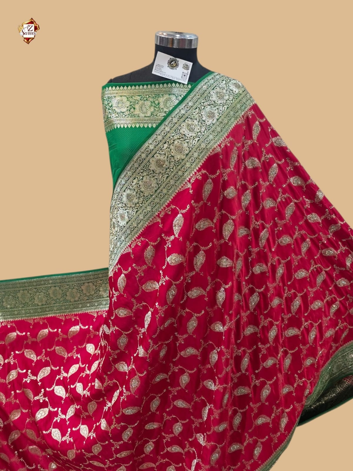 Red Banarasi Zarkan Saree