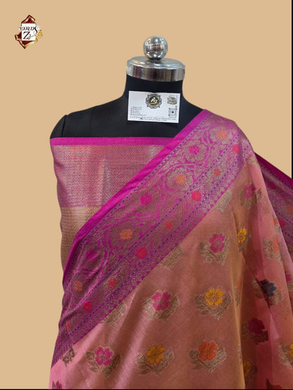 Peach Banarasi Silk saree