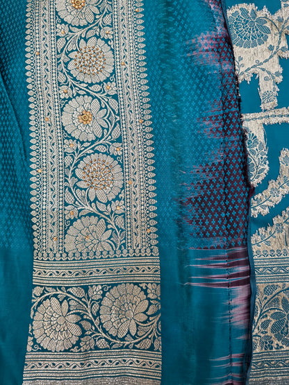 Teal Moti Banarasi Saree