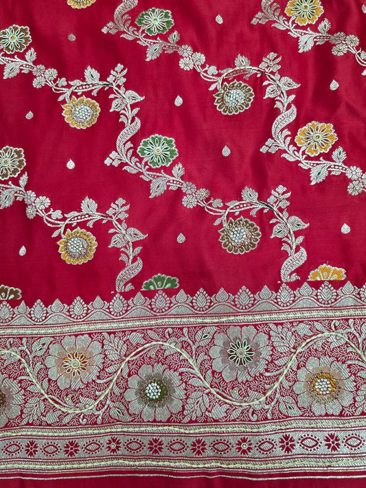 Red Zardozi Zarkan Banarasi Saree