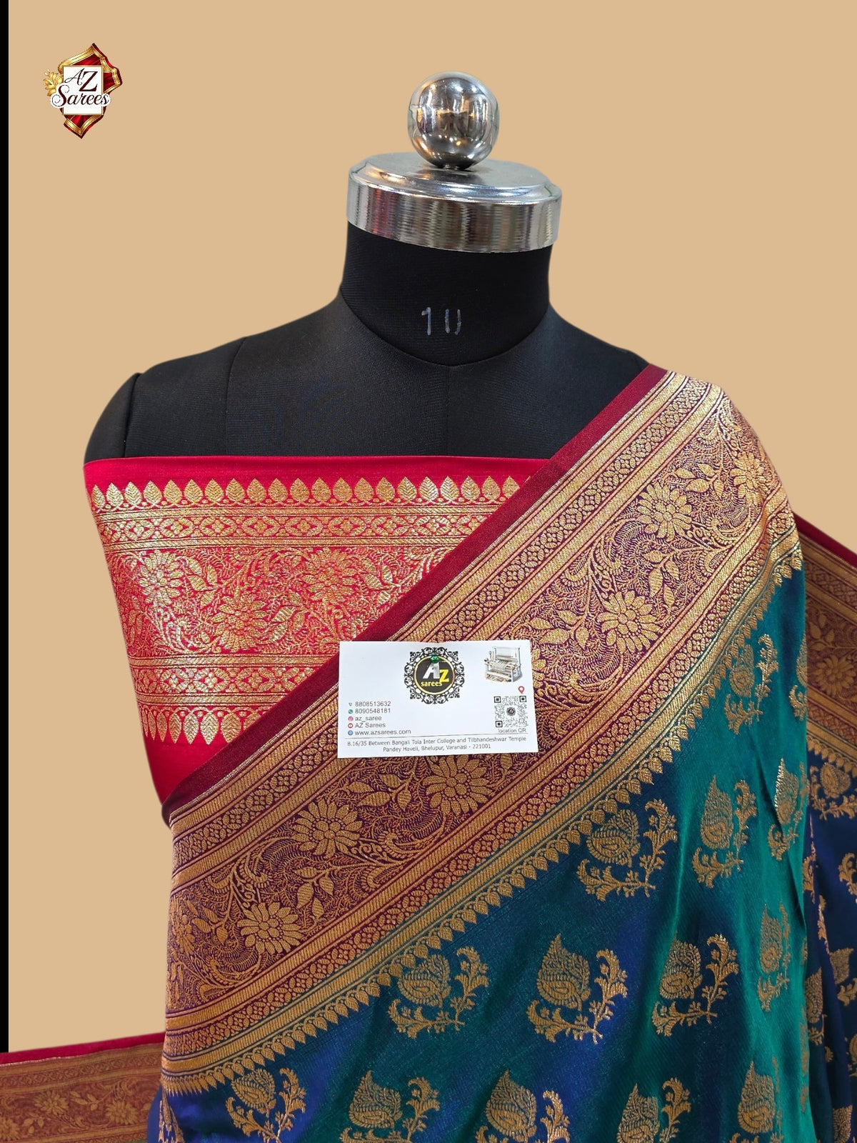 Teal Banarasi Satan Silk