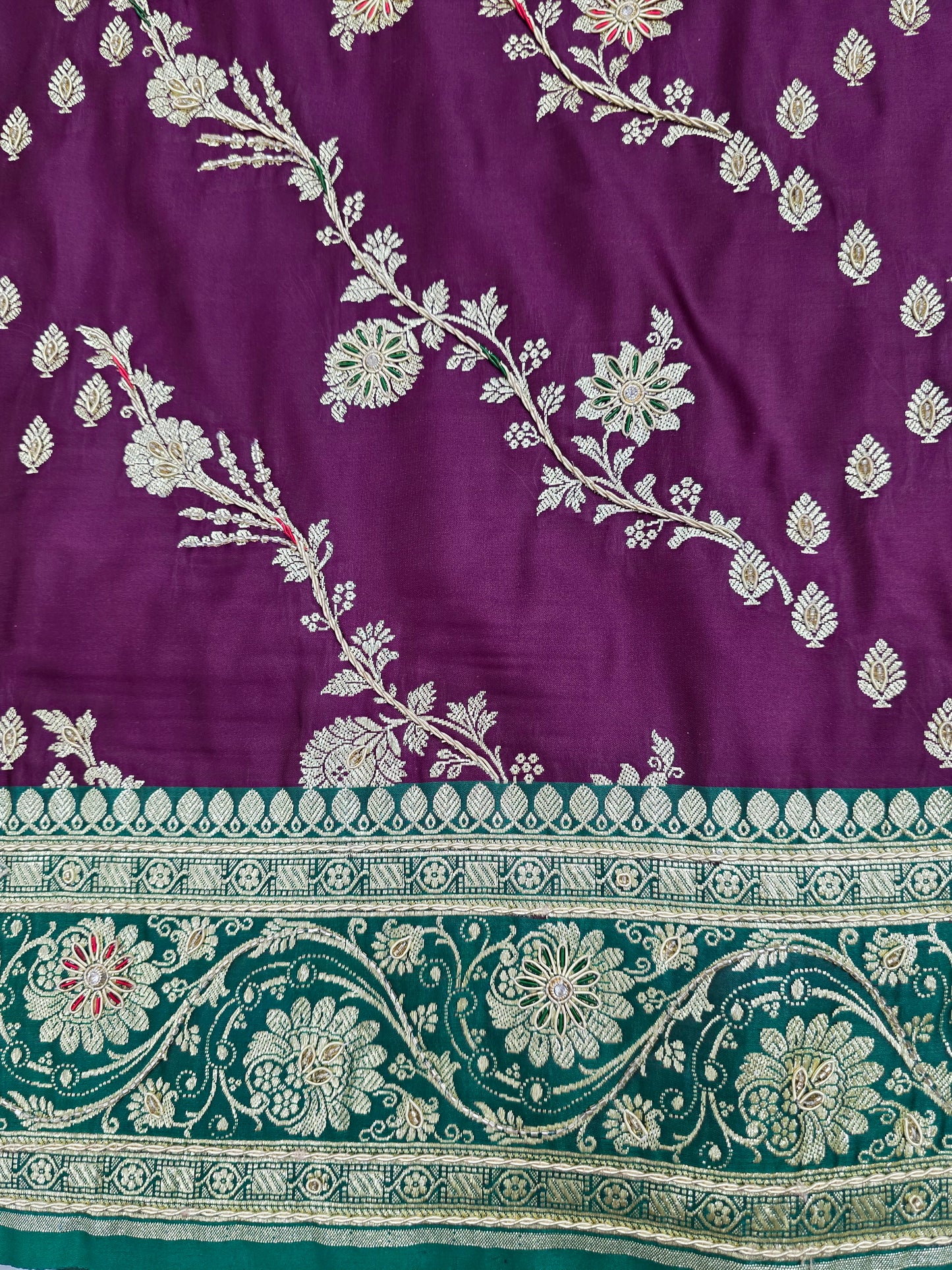 Purple Zardozi Cutdana Banarasi Saree