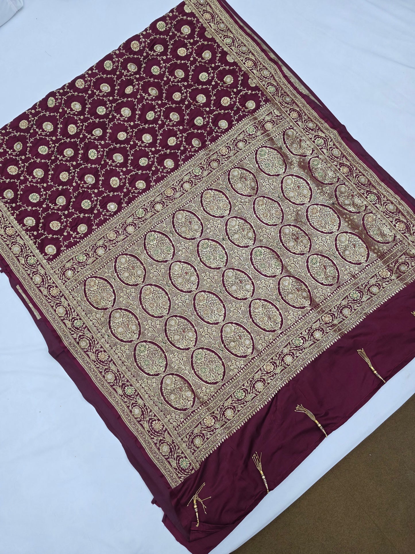 Wine Zardozi Zarkan Banarasi Saree