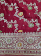 Maroon Minadaar Zardozi Zarkan Banarasi Saree