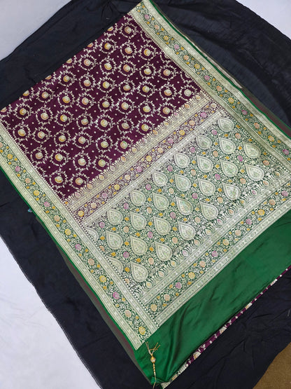 Wine Zarkan Banarasi Katan Saree