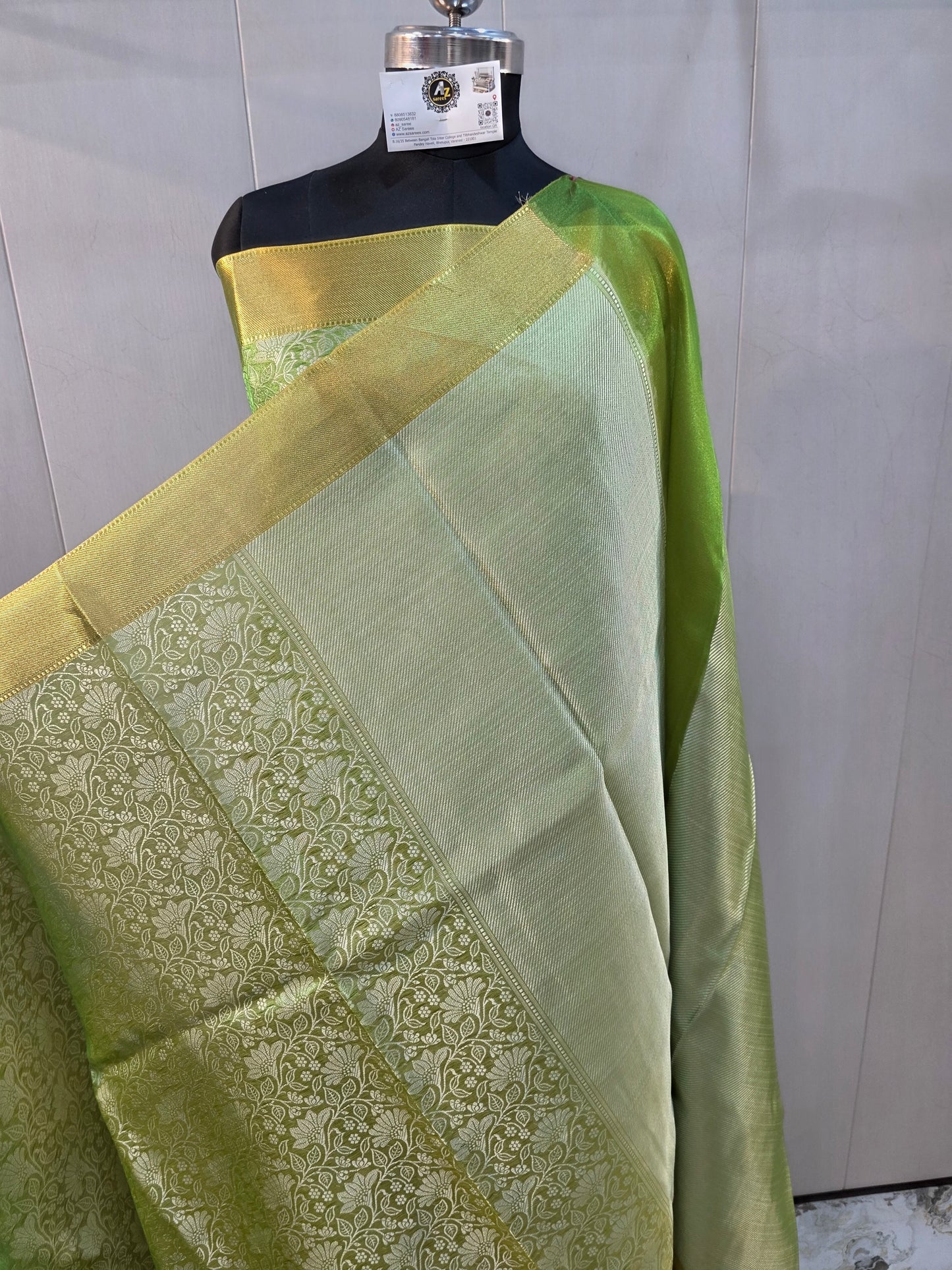 Sea green tanchoi saree