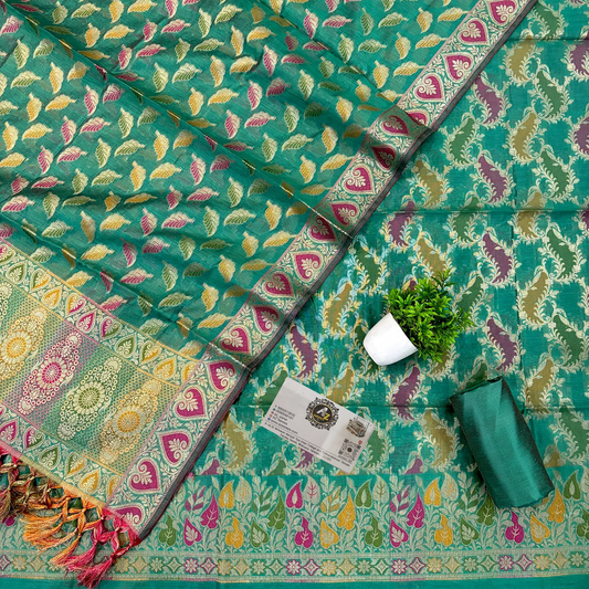 Sea green resham banarasi silk suit