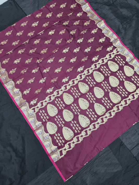 Maroon Banarasi Katan Saree